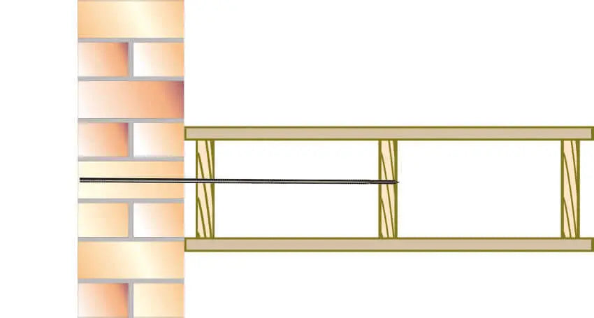 A side profile diagram of a lateral restraint tie in floor joints