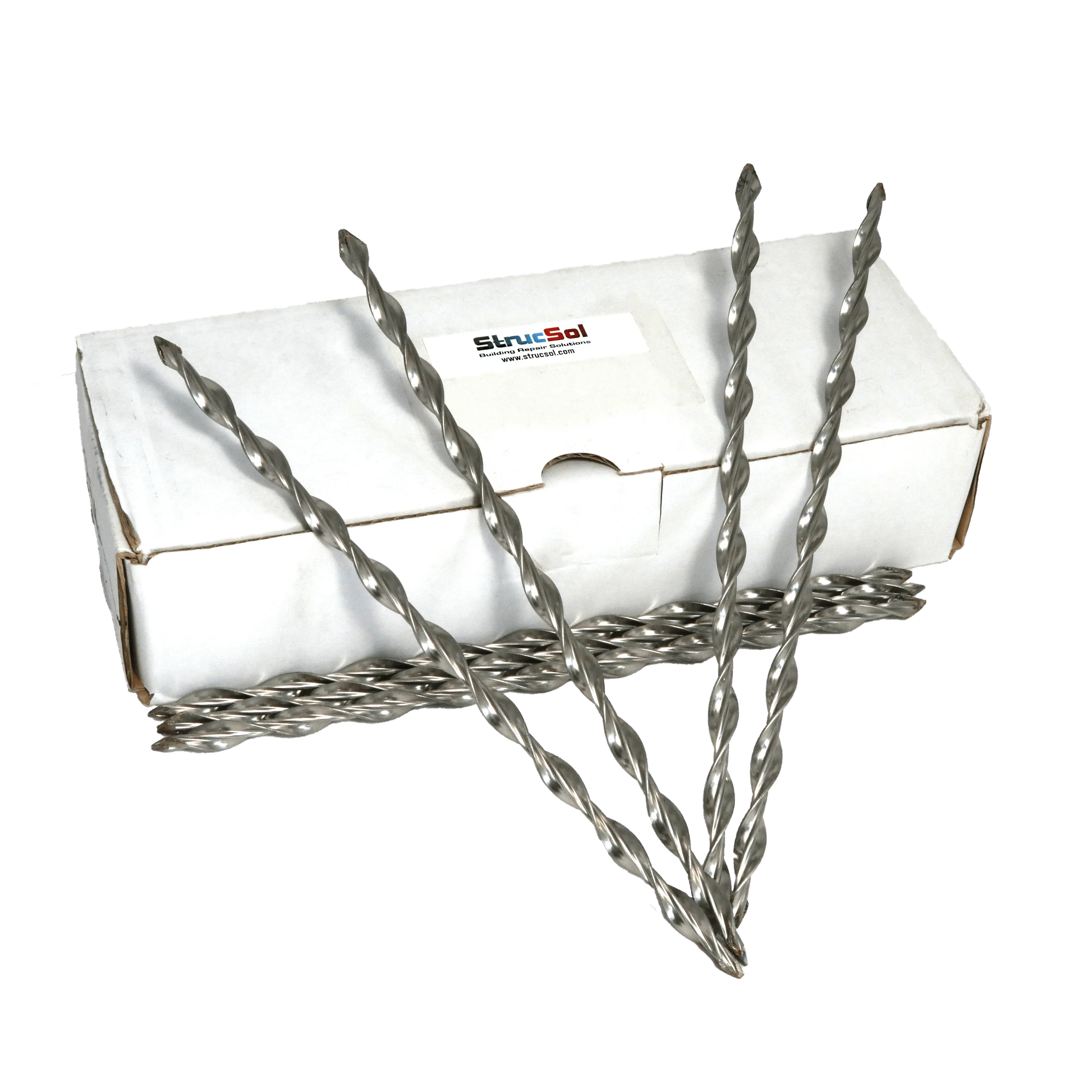 Strucsol wall ties lying on a box